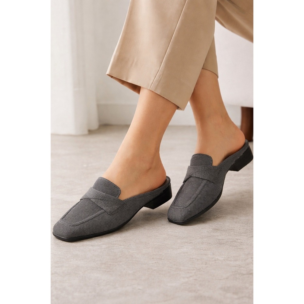 VIVAIA Square-Toe Knot Wool Mules Gray size EU/40 US/9